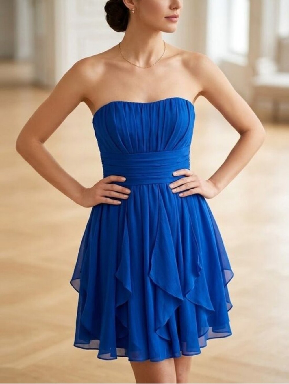 Nwot 20 David Bridal Strapless High-Low Dress in Royal Blue